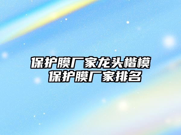 保護(hù)膜廠家龍頭楷模 保護(hù)膜廠家排名
