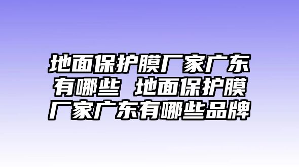 地面保護(hù)膜廠家廣東有哪些 地面保護(hù)膜廠家廣東有哪些品牌
